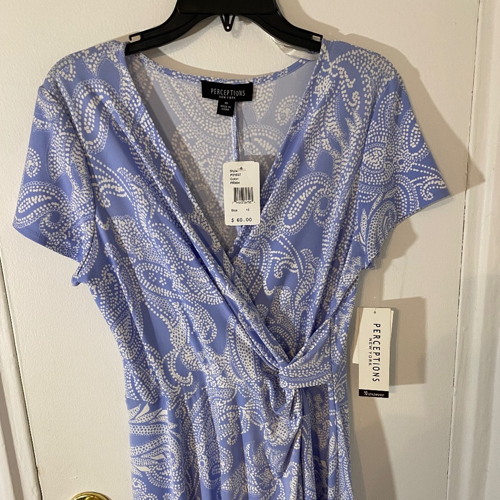 Perceptions  Periwinkle & White Paisley Dress